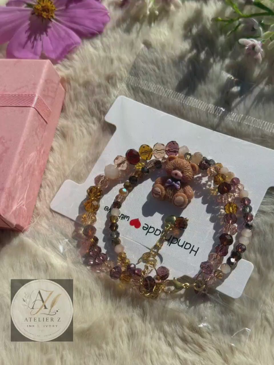 Teddy Mocha | Double-Strand Teddy Charm Bracelet