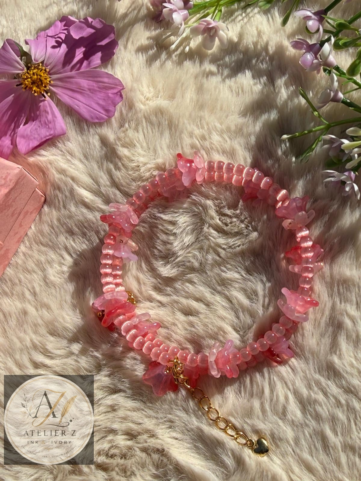 Pink Blushing Blossom | Double-Strand Floral Bracelet