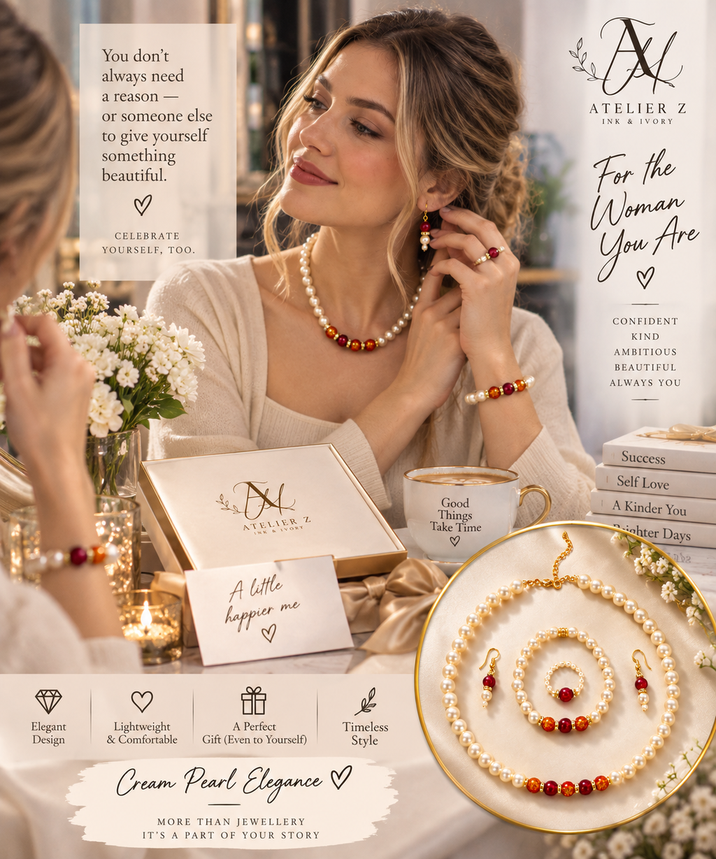 Elegant Pearl 5-Piece Jewelry Set | Necklace, Bracelet, Earrings & Ring