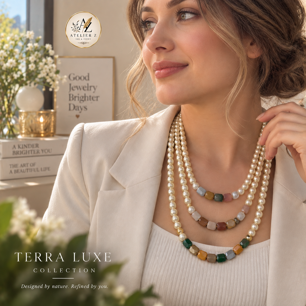 Terra Luxe | 3-Layer Natural Stone & Pearl Necklace