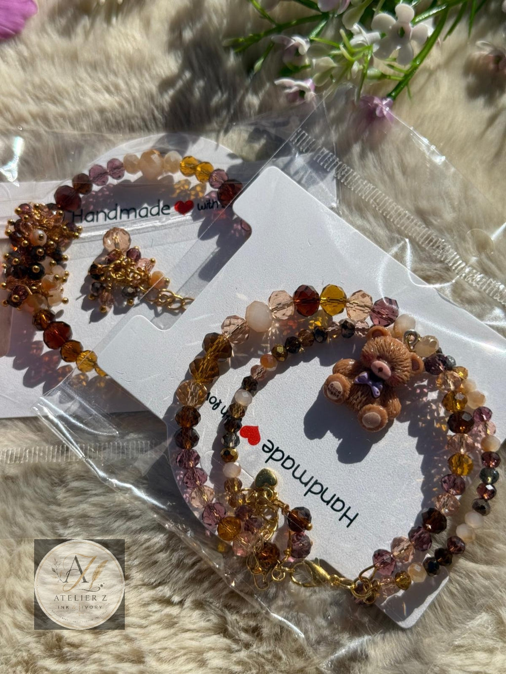 Teddy Mocha | Double-Strand Teddy Charm Bracelet