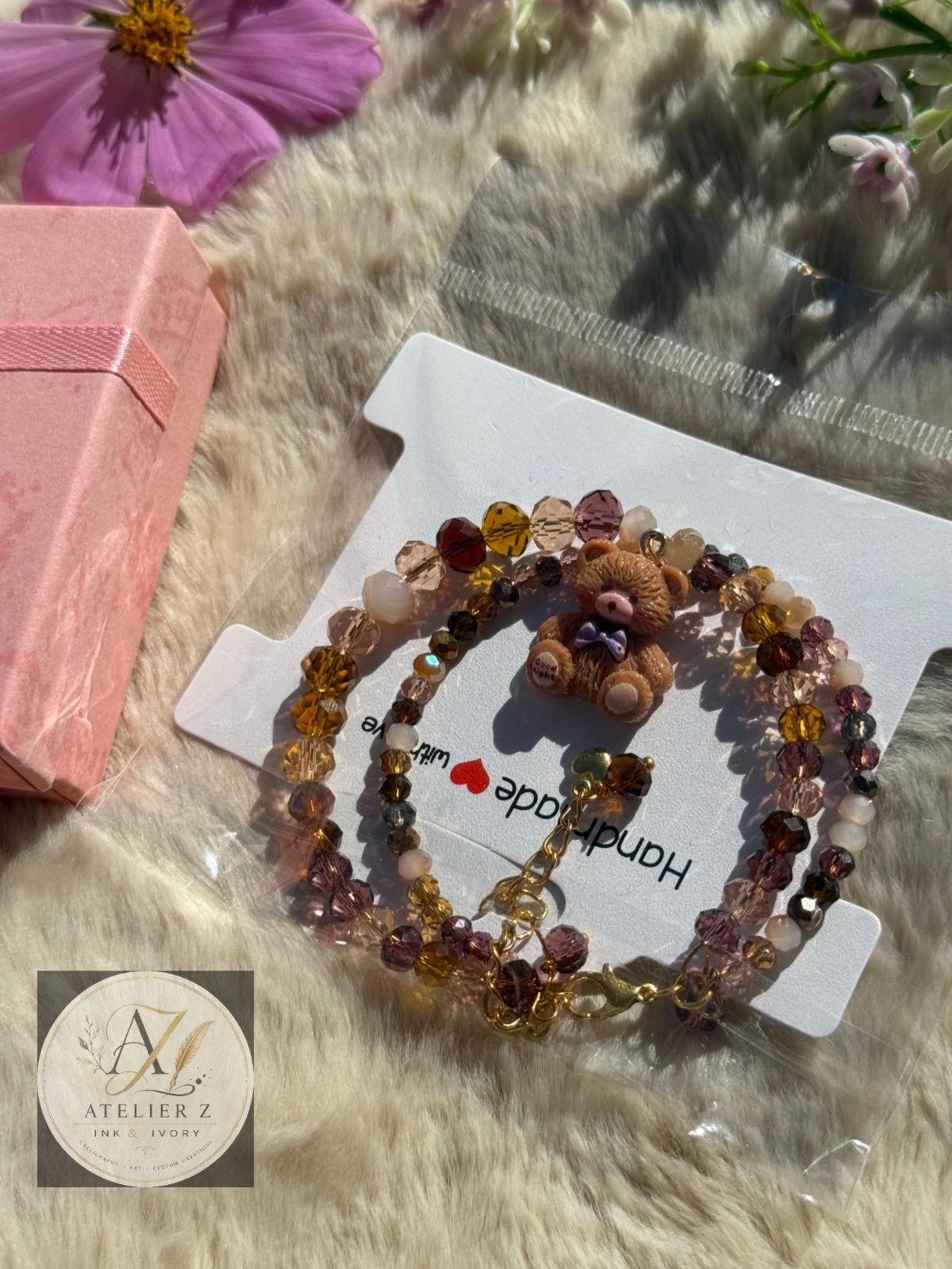 Teddy Mocha | Double-Strand Teddy Charm Bracelet