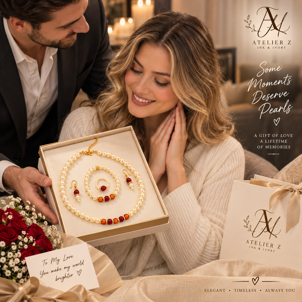 Elegant Pearl 5-Piece Jewelry Set | Necklace, Bracelet, Earrings & Ring