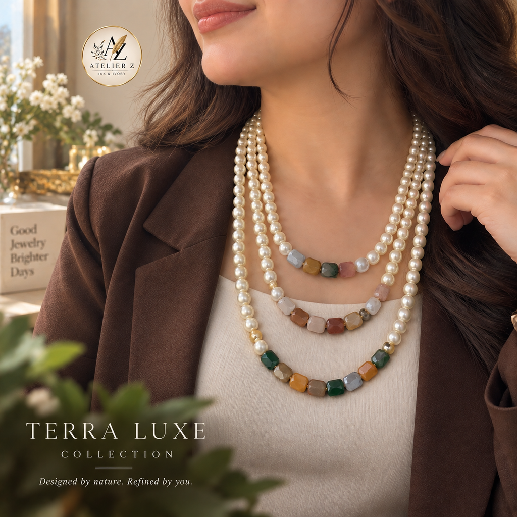 Terra Luxe | 3-Layer Natural Stone & Pearl Necklace