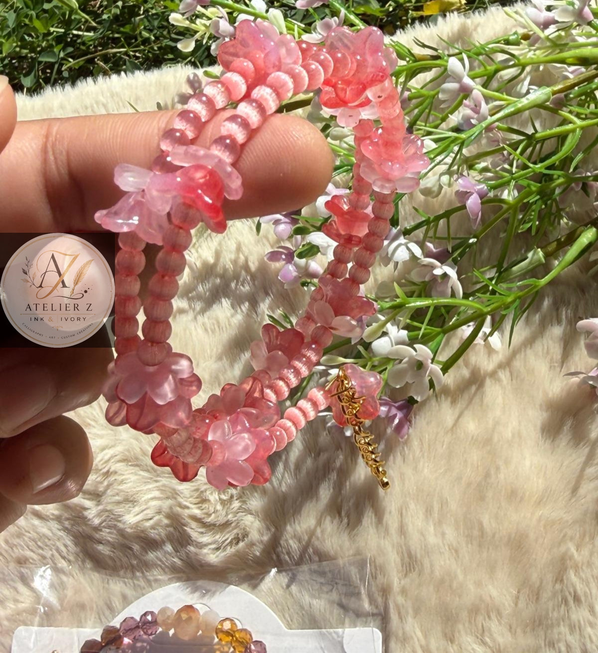Pink Blushing Blossom | Double-Strand Floral Bracelet