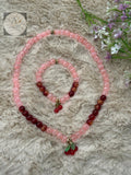 Red Cherry Blush Jewelry Set | Pearl Necklace & Bracelet