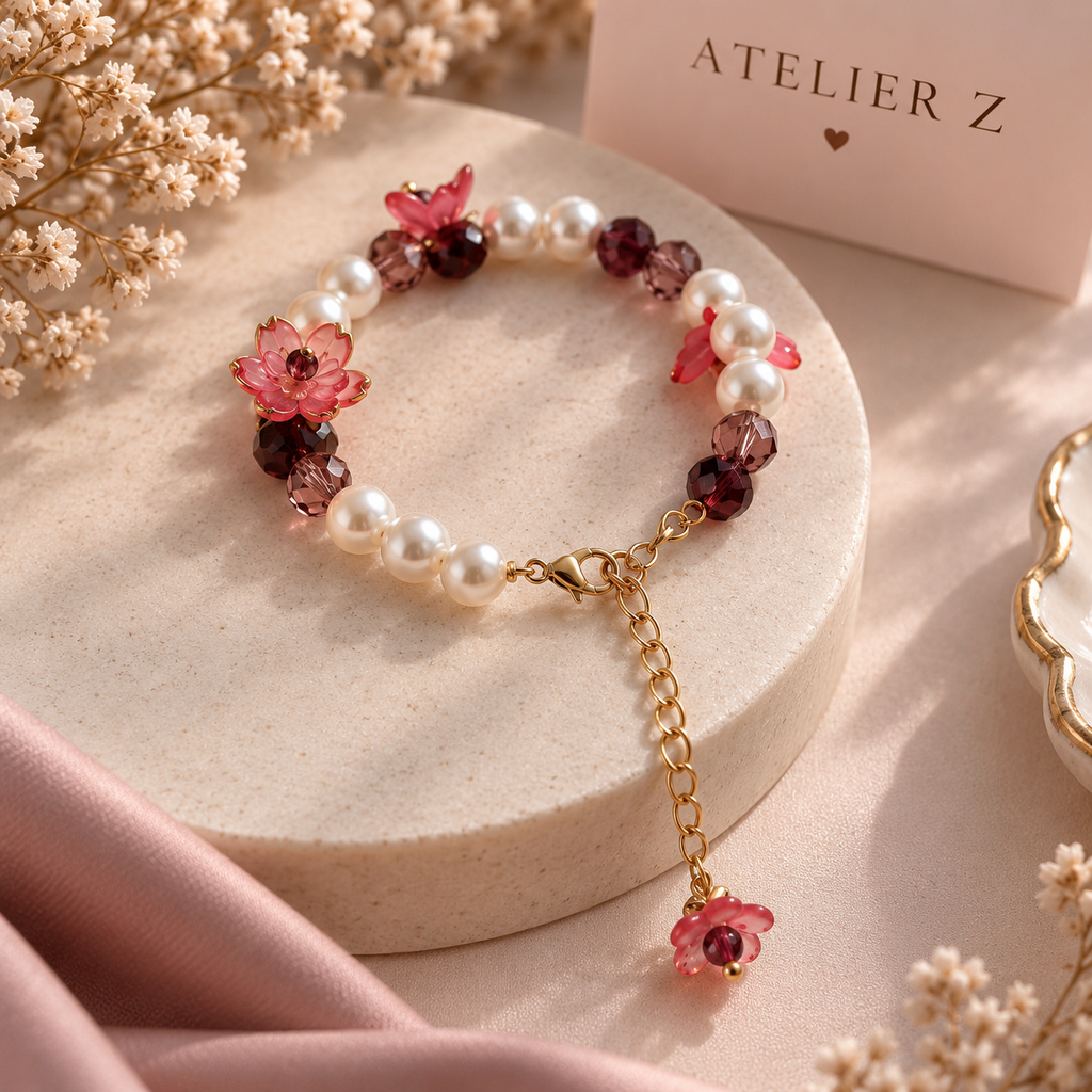 Velvet Rose Pearl | Pearl & Floral Bracelet