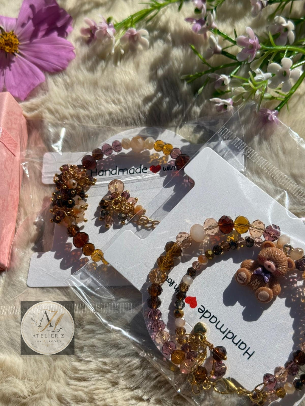 Teddy Mocha | Double-Strand Teddy Charm Bracelet