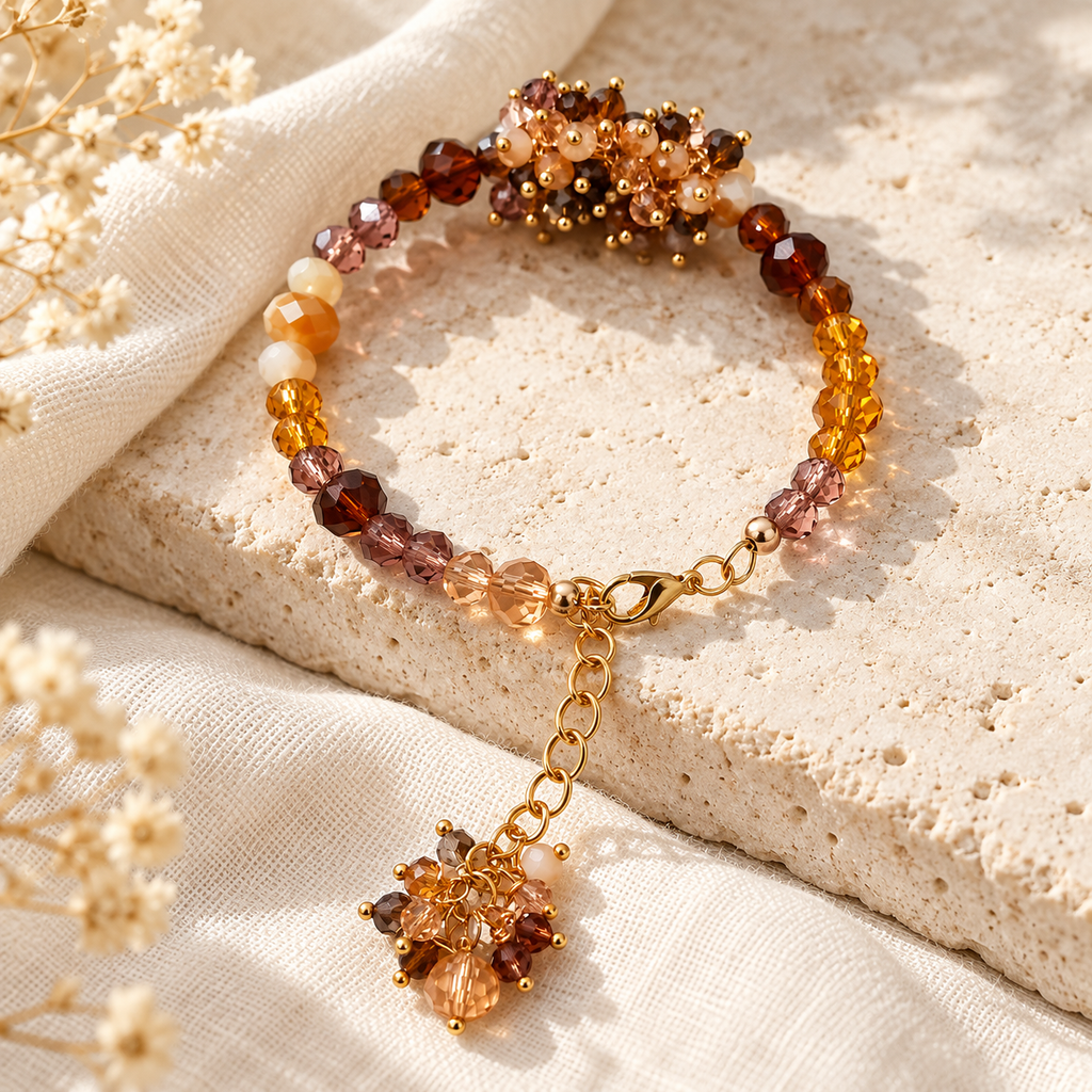 Caramel Cuddle | Cluster Bead Bracelet