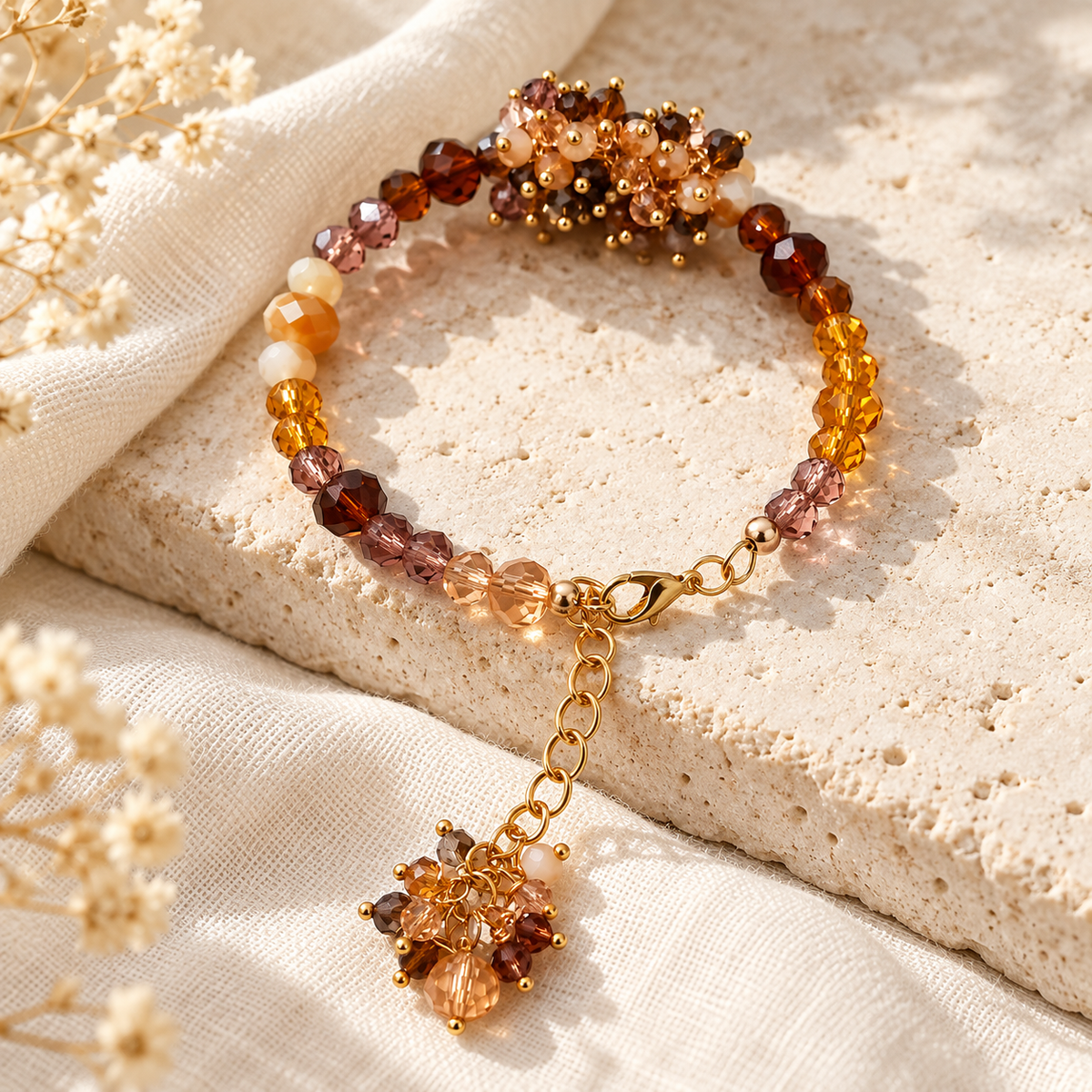 Caramel Cuddle | Cluster Bead Bracelet